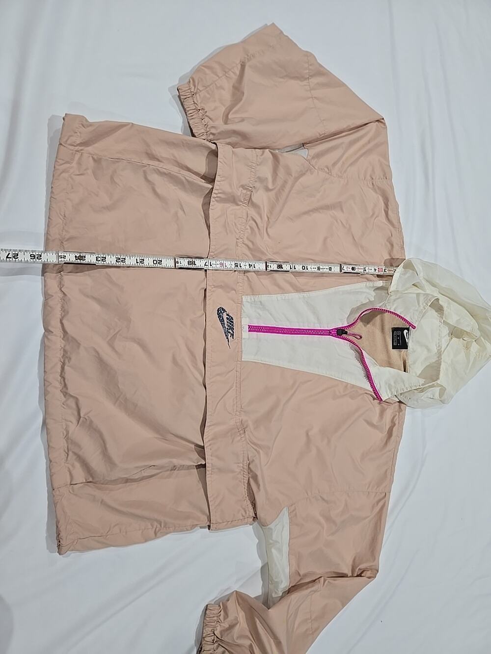 Nike Anorak M Peach Revolution 1/2 Zip Jacket Hood Packable TURNS into Bag